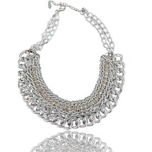 Silver chain boho bib necklace​